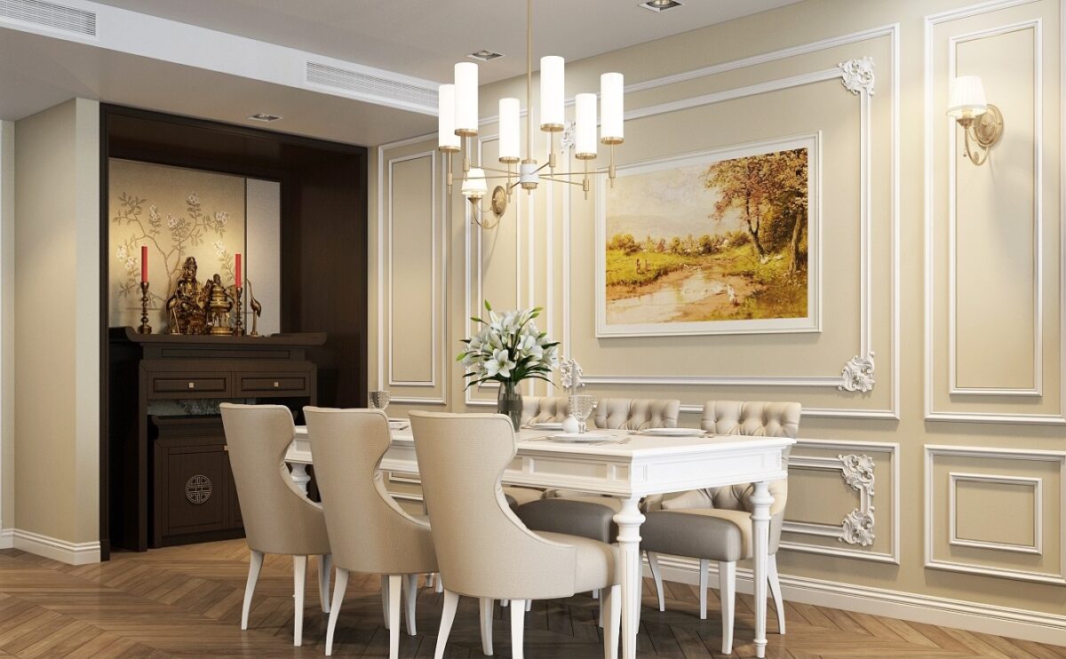 Mẫu trang trí phào chỉ góc phòng ăn đẹp